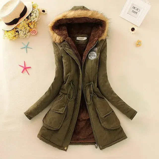 Women's Light Blue Hooded Cotton Outfit 2025 Winter