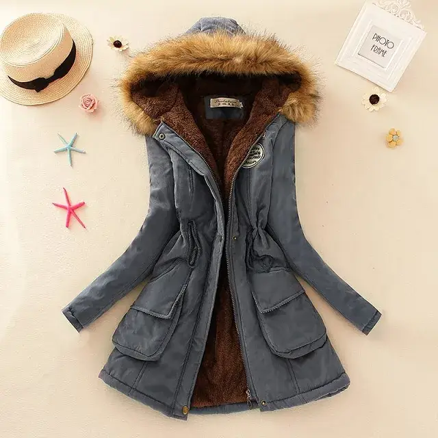 Women's Light Blue Hooded Cotton Outfit 2025 Winter