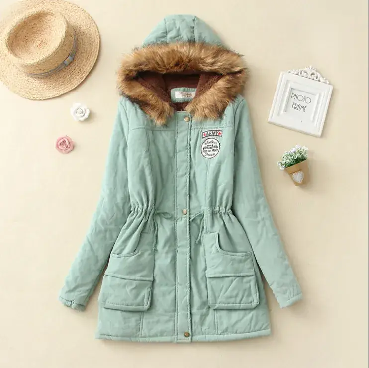 Women's Light Blue Hooded Cotton Outfit 2025 Winter