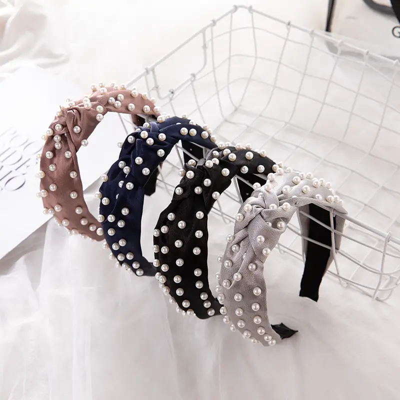 Pink Pearl Beaded Crossbody Headband with Knot - Image 10