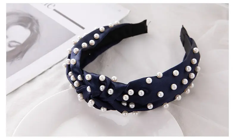Pink Pearl Beaded Crossbody Headband with Knot — feature 16