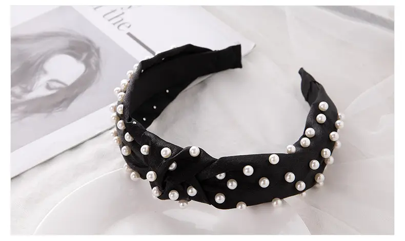 Pink Pearl Beaded Crossbody Headband with Knot — feature 17