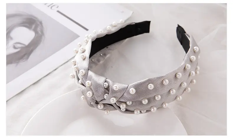 Pink Pearl Beaded Crossbody Headband with Knot — feature 18