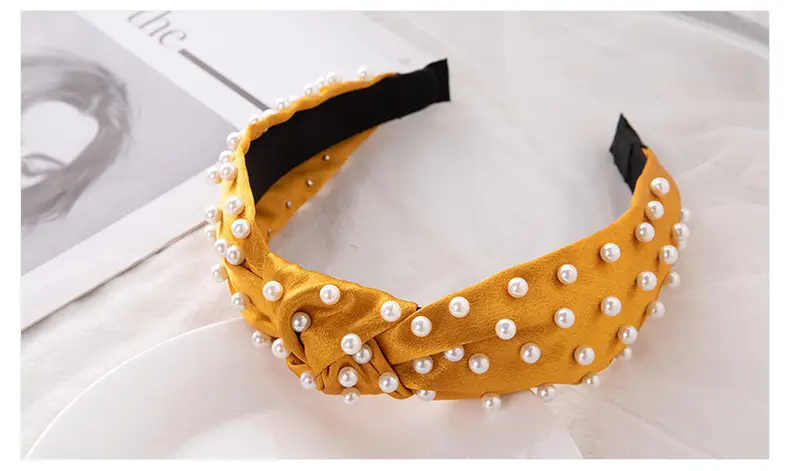 Pink Pearl Beaded Crossbody Headband with Knot — feature 22