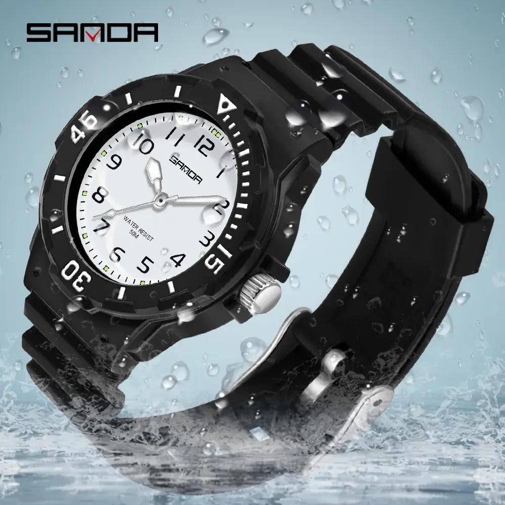 Sanda Blue Striped Student Watch for Men Women - Image 15