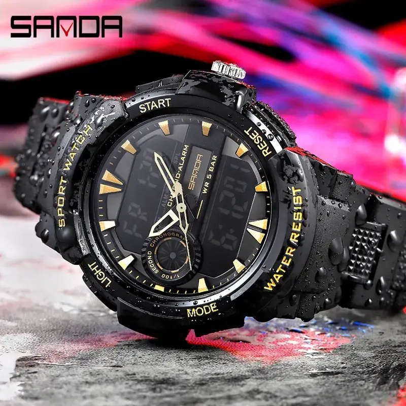 Waterproof Luminous Multi-Functional Sports Watch Black - Image 9