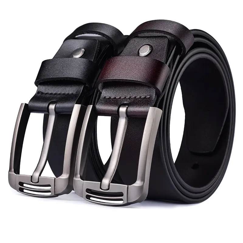 Men's Cowhide Belt with Retro Design & Silver Buckle - Image 6