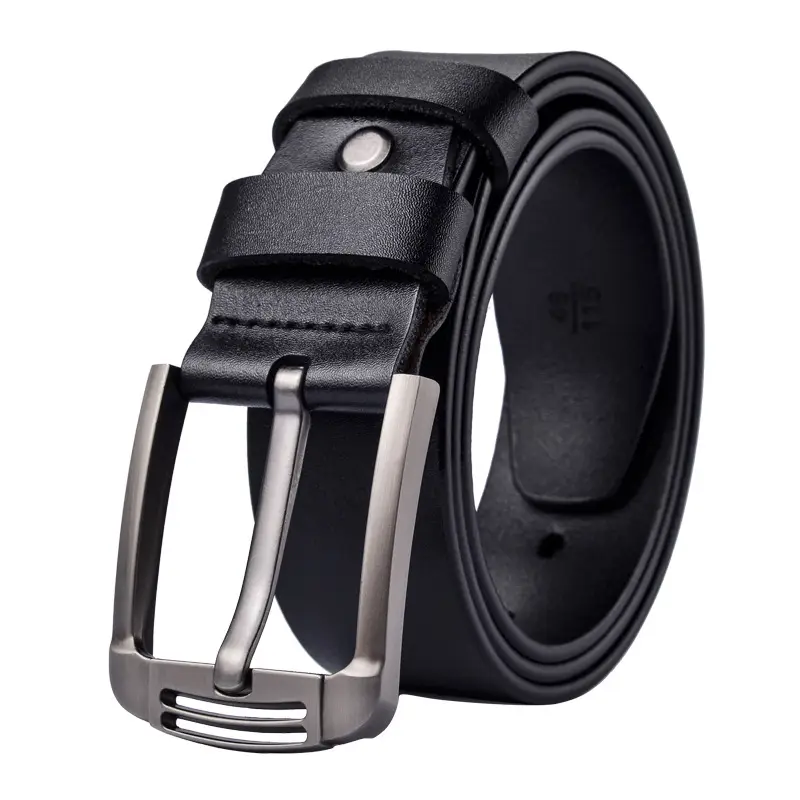 Men's Cowhide Belt with Retro Design & Silver Buckle - Image 7