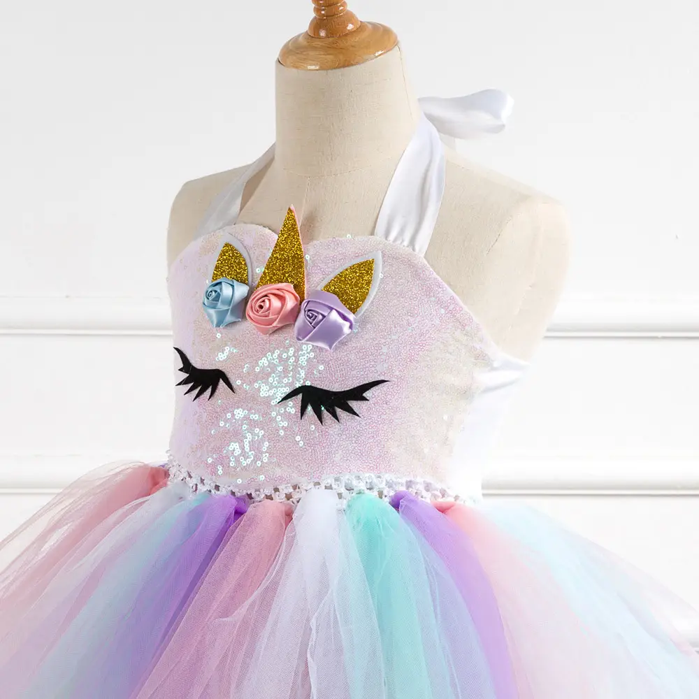 Girls Unicorn Dress with Wings & Sequins - Image 8