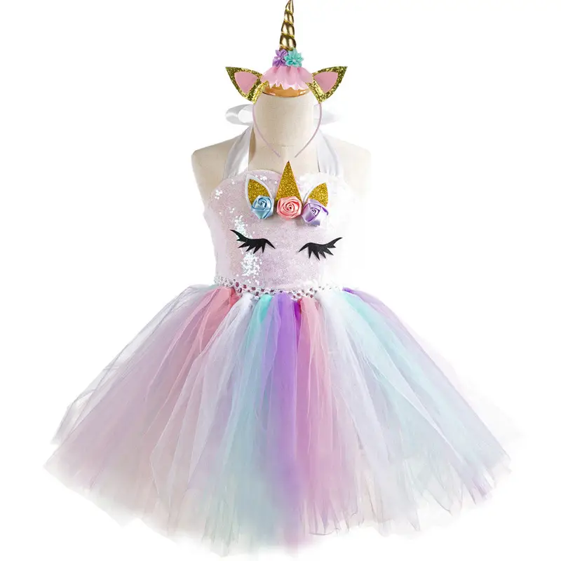 Girls Unicorn Dress with Wings & Sequins - Image 9