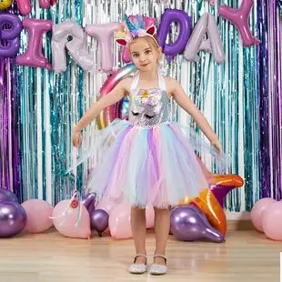 Girls Unicorn Dress with Wings & Sequins — feature 8