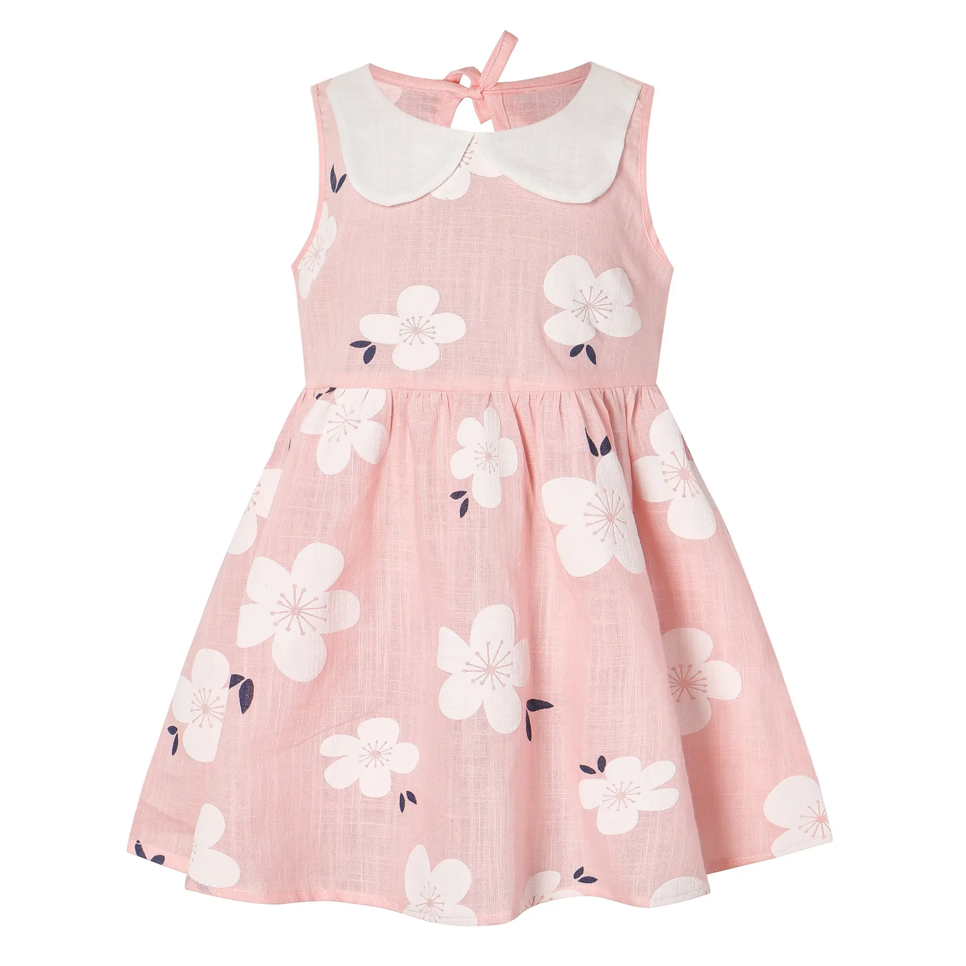 2026 Spring Girls Sleeveless Printed Doll Collar Dress Cotton Linen - Image 6