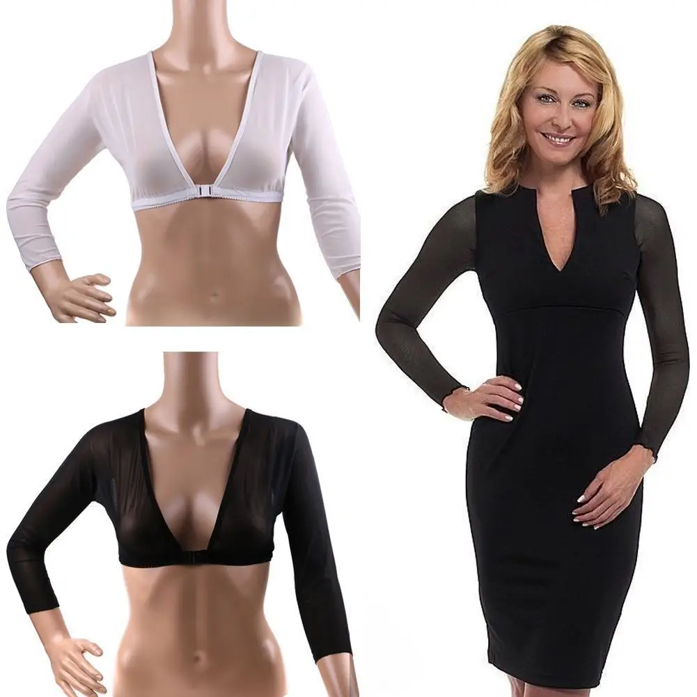 Black Mesh Chest Top with Front Buckle & Long Sleeve - Image 2