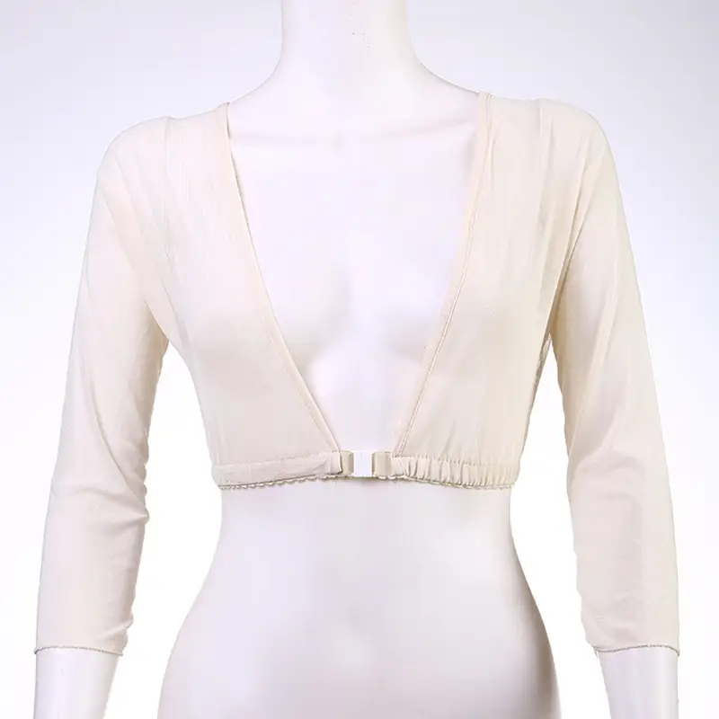 Black Mesh Chest Top with Front Buckle & Long Sleeve — feature 3