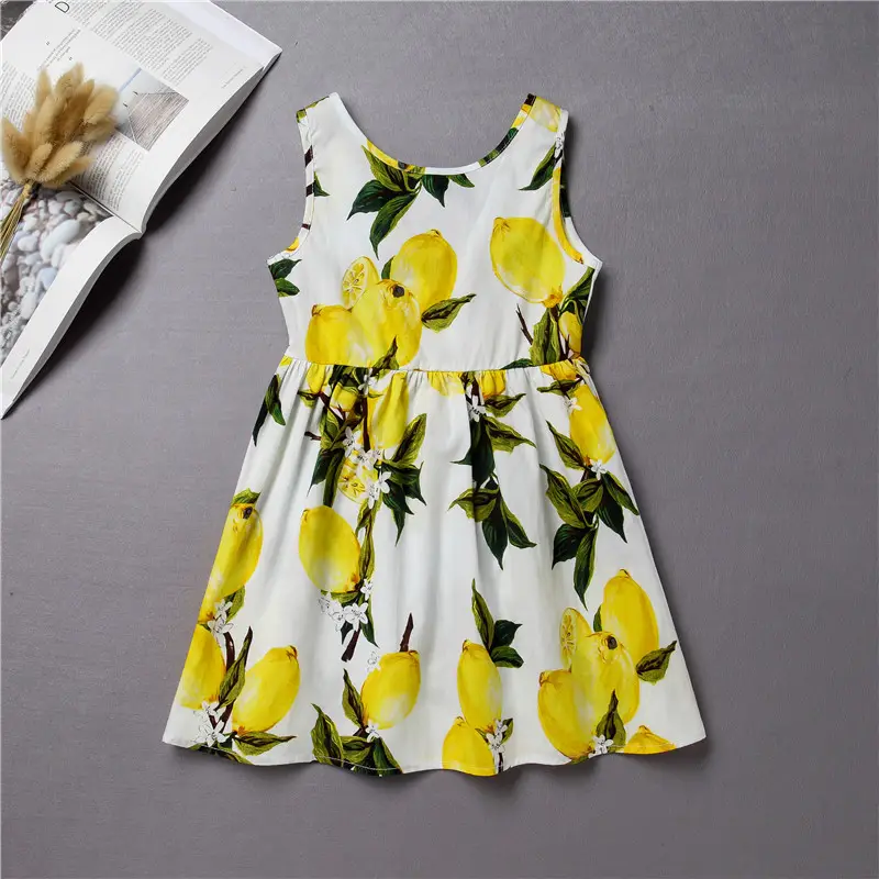 Girls Sleeveless Cherry Print Dress Korean Style - Image 2