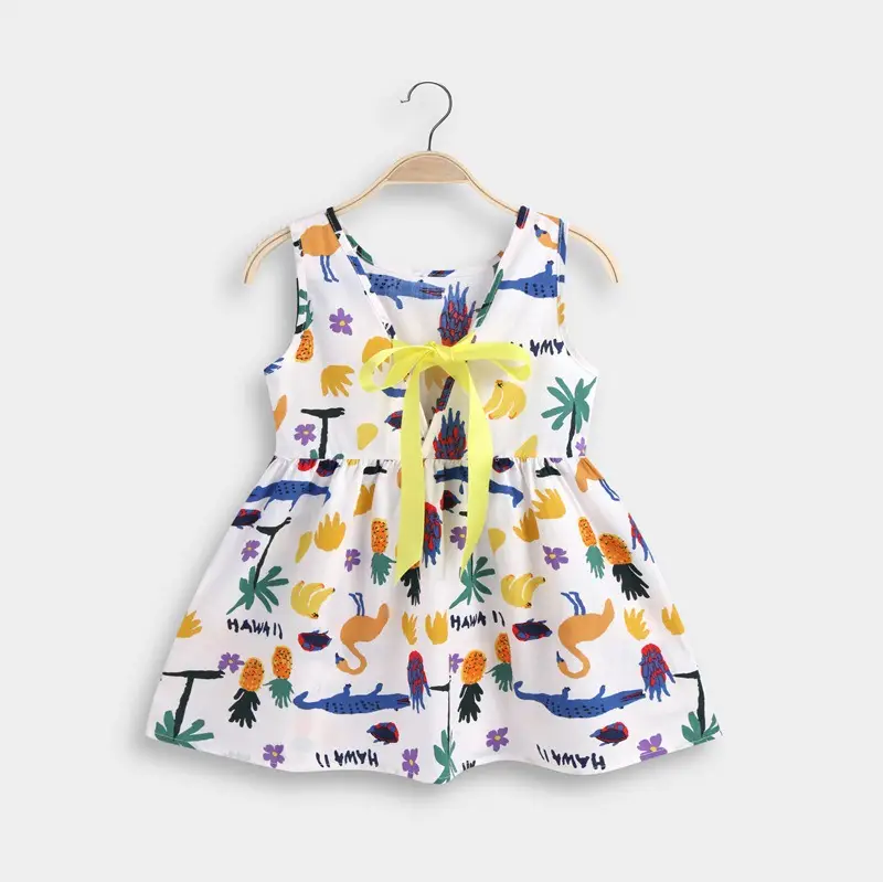 Girls Sleeveless Cherry Print Dress Korean Style - Image 6
