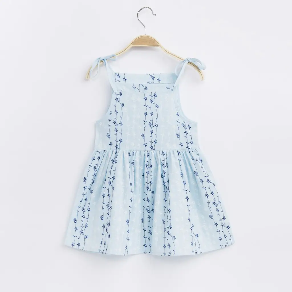 Pink Printed Suspender Dress for Girls - Image 7