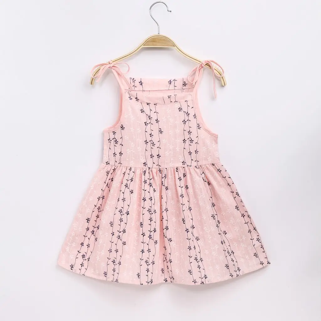 Pink Printed Suspender Dress for Girls - Image 4