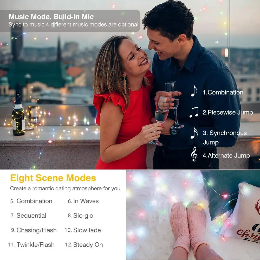 3Aa Battery Box Music Voice-Controlled Christmas Lights with Remote Control - Image 2