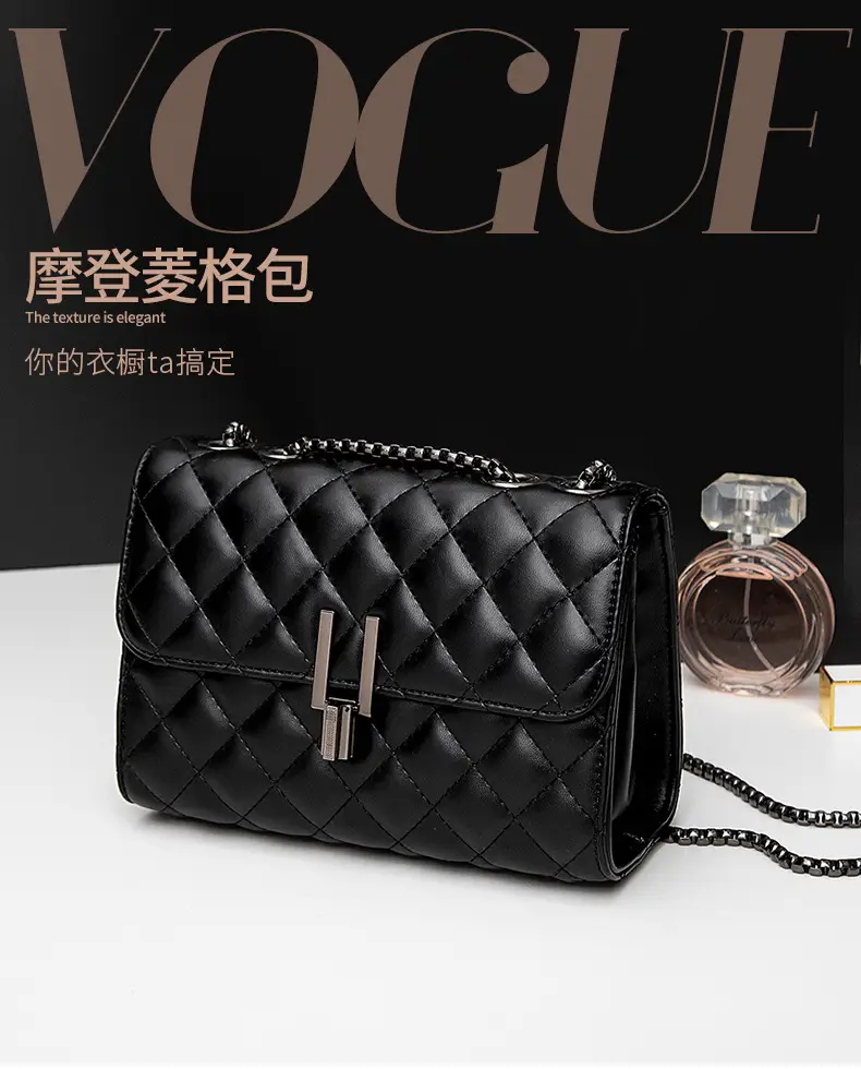 Black Rhomboid Chain Crossbody Bag for Women — feature 1