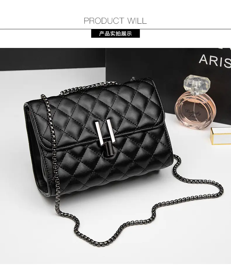 Black Rhomboid Chain Crossbody Bag for Women — feature 10