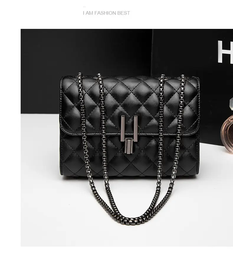 Black Rhomboid Chain Crossbody Bag for Women — feature 12