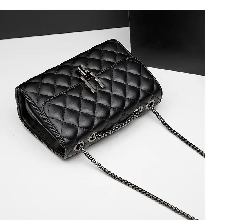 Black Rhomboid Chain Crossbody Bag for Women — feature 13