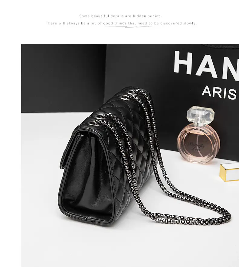 Black Rhomboid Chain Crossbody Bag for Women — feature 14