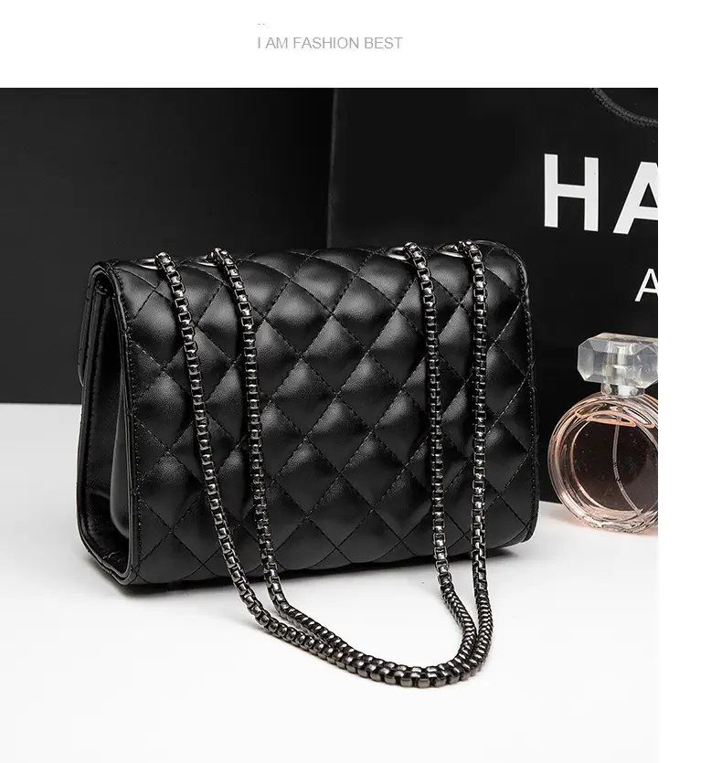 Black Rhomboid Chain Crossbody Bag for Women — feature 15