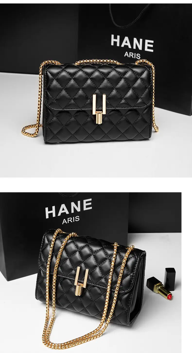 Black Rhomboid Chain Crossbody Bag for Women — feature 4