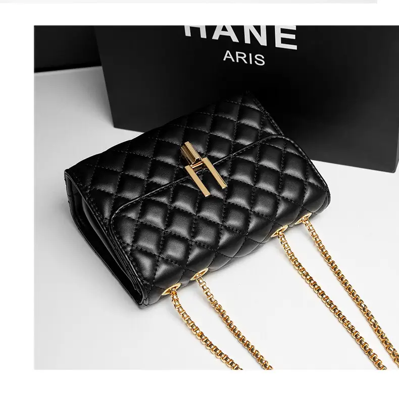 Black Rhomboid Chain Crossbody Bag for Women — feature 5