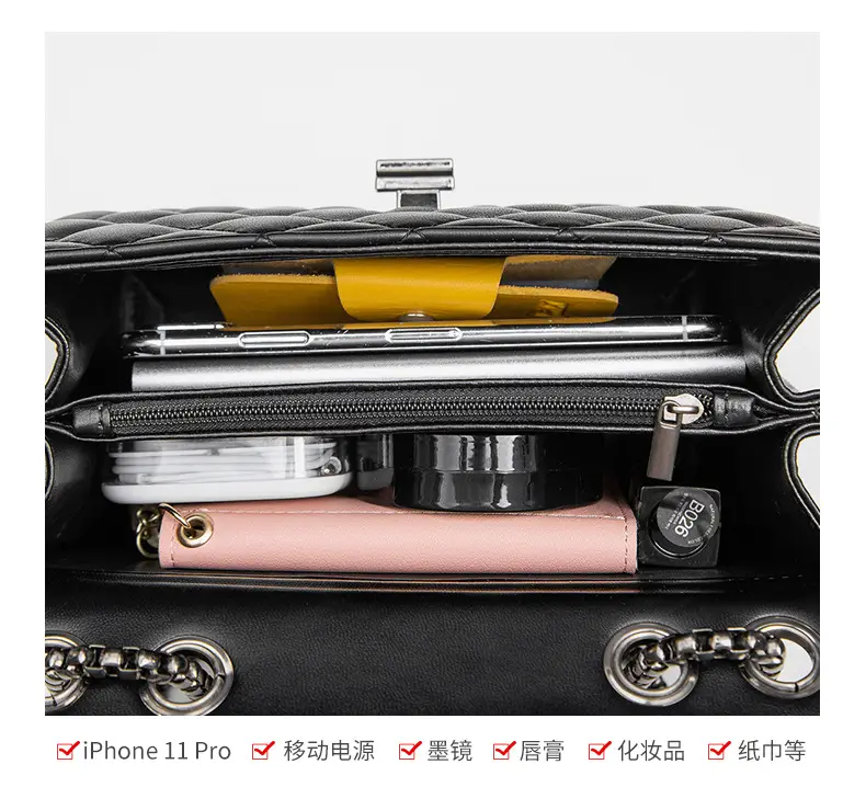 Black Rhomboid Chain Crossbody Bag for Women — feature 7