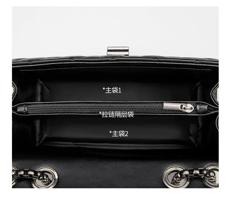 Black Rhomboid Chain Crossbody Bag for Women — feature 8
