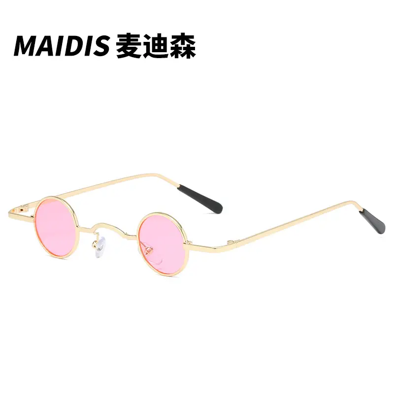 Steampunk Retro Mini Sunglasses Yellow Round Frame - Image 12