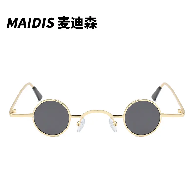 Steampunk Retro Mini Sunglasses Yellow Round Frame - Image 13