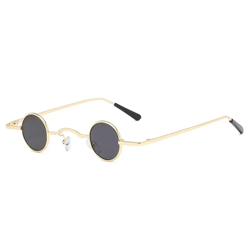 Steampunk Retro Mini Sunglasses Yellow Round Frame - Image 2