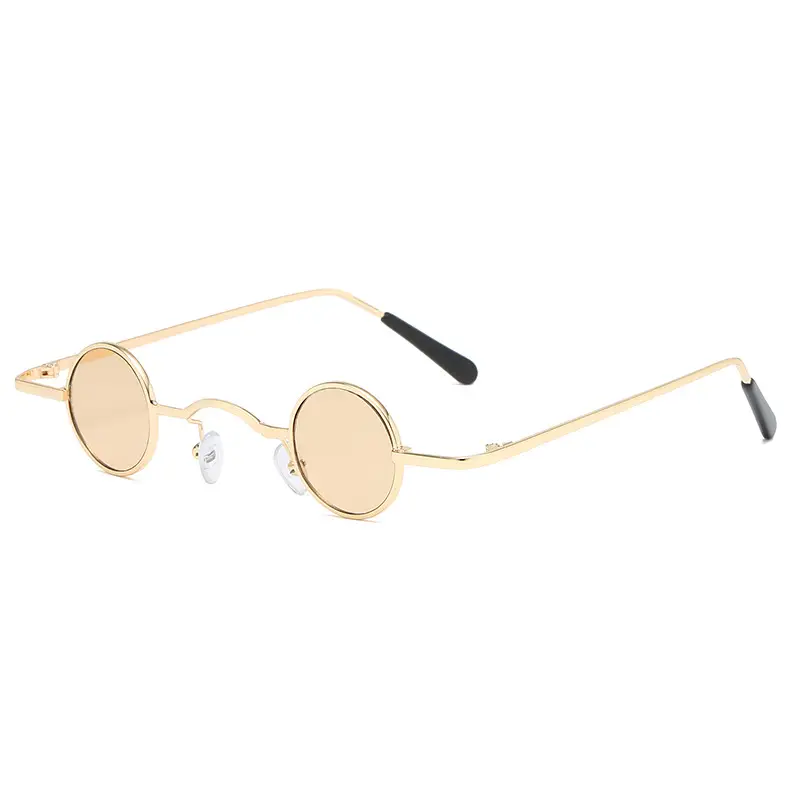 Steampunk Retro Mini Sunglasses Yellow Round Frame - Image 3