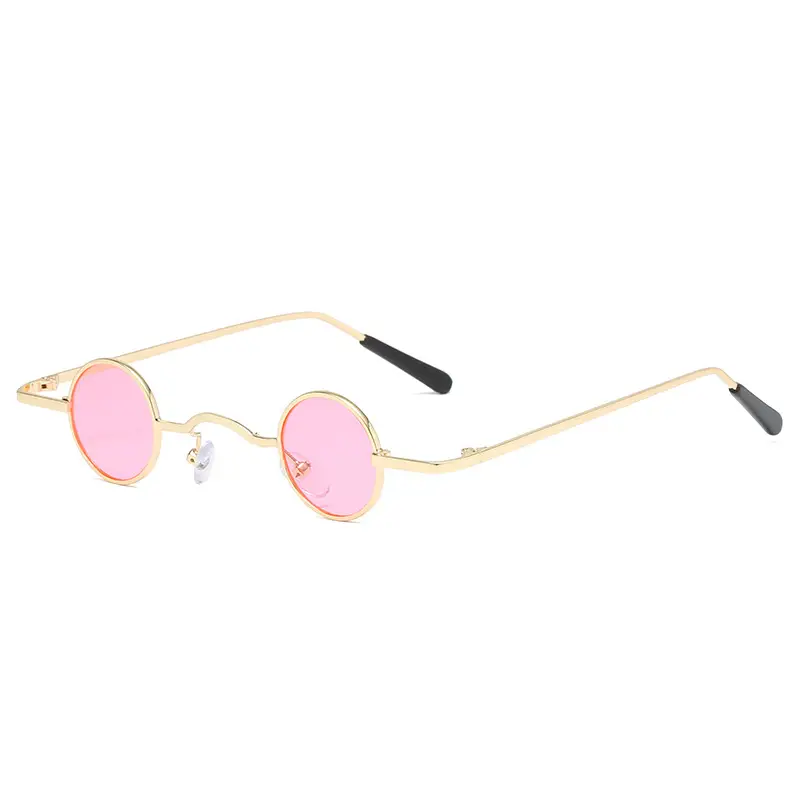 Steampunk Retro Mini Sunglasses Yellow Round Frame - Image 5