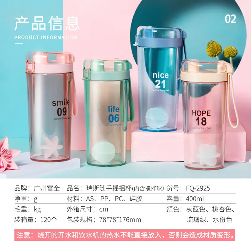 Fuquan Water Cup 400ml Transparent Plastic Cup - Image 5