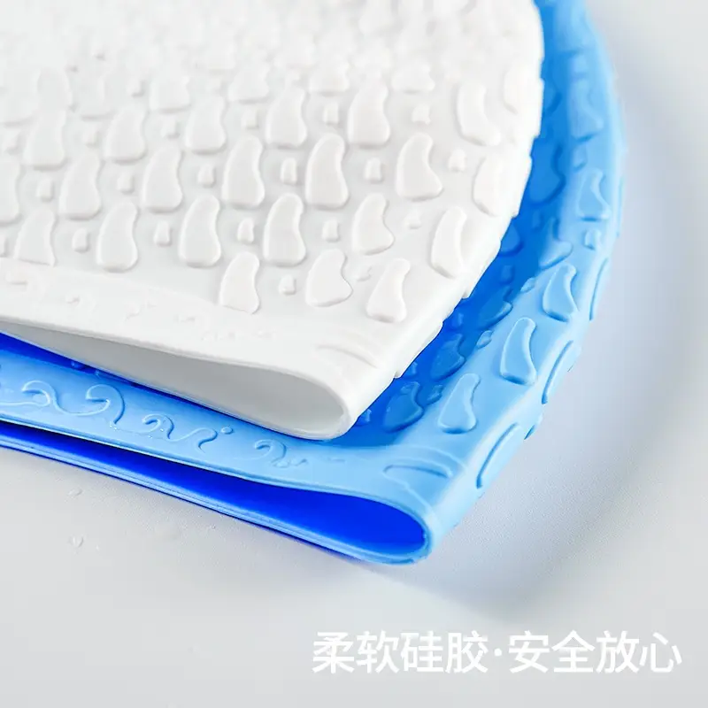 Cross-Border Silicone Swimming Cap for Men and Women, Adult Waterproof Swimming Cap, Enlarged Bubble Swimming Cap, Diving Cap, Ear Protection Water Drop Cap