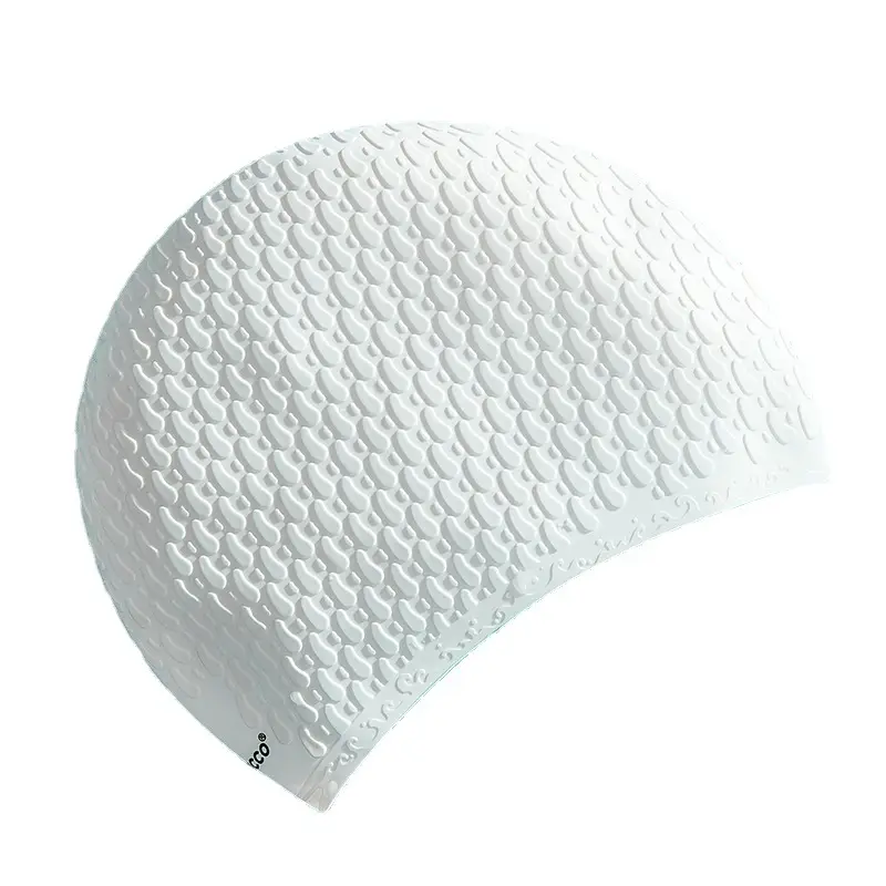 Cross-Border Silicone Swimming Cap for Men and Women, Adult Waterproof Swimming Cap, Enlarged Bubble Swimming Cap, Diving Cap, Ear Protection Water Drop Cap
