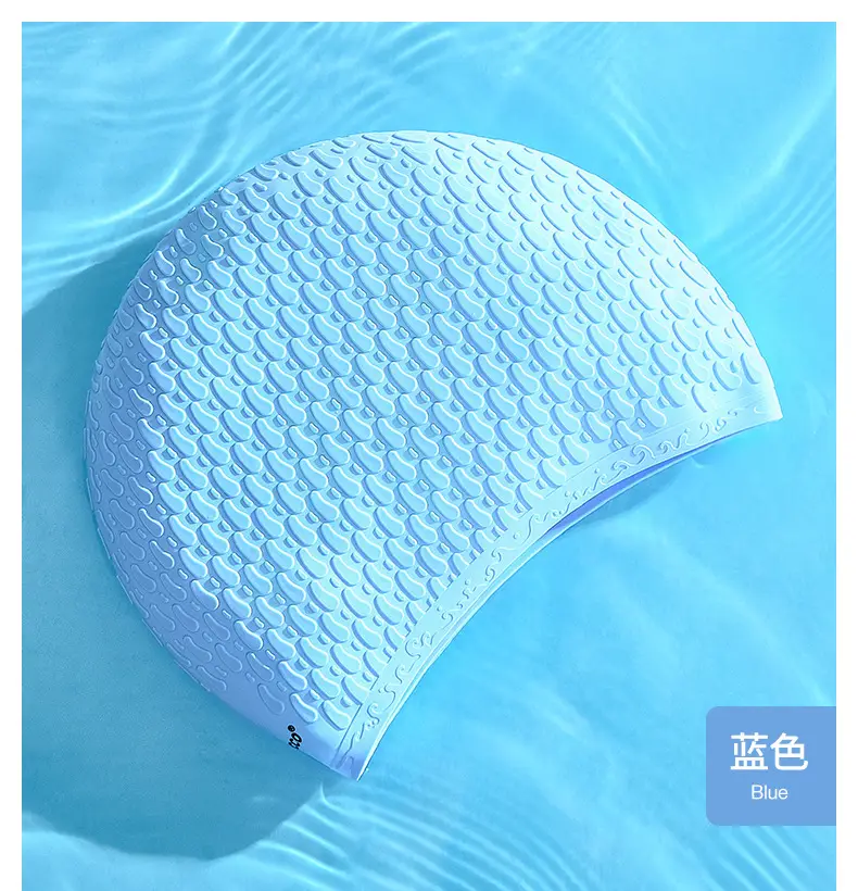 Cross-Border Silicone Swimming Cap for Men and Women, Adult Waterproof Swimming Cap, Enlarged Bubble Swimming Cap, Diving Cap, Ear Protection Water Drop Cap — feature 12