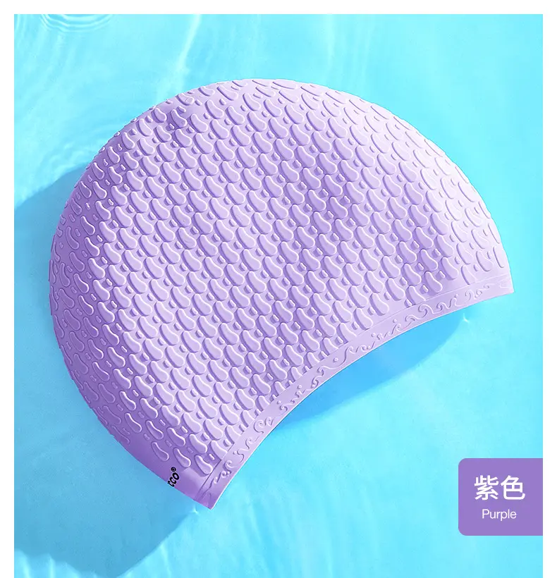 Cross-Border Silicone Swimming Cap for Men and Women, Adult Waterproof Swimming Cap, Enlarged Bubble Swimming Cap, Diving Cap, Ear Protection Water Drop Cap — feature 13
