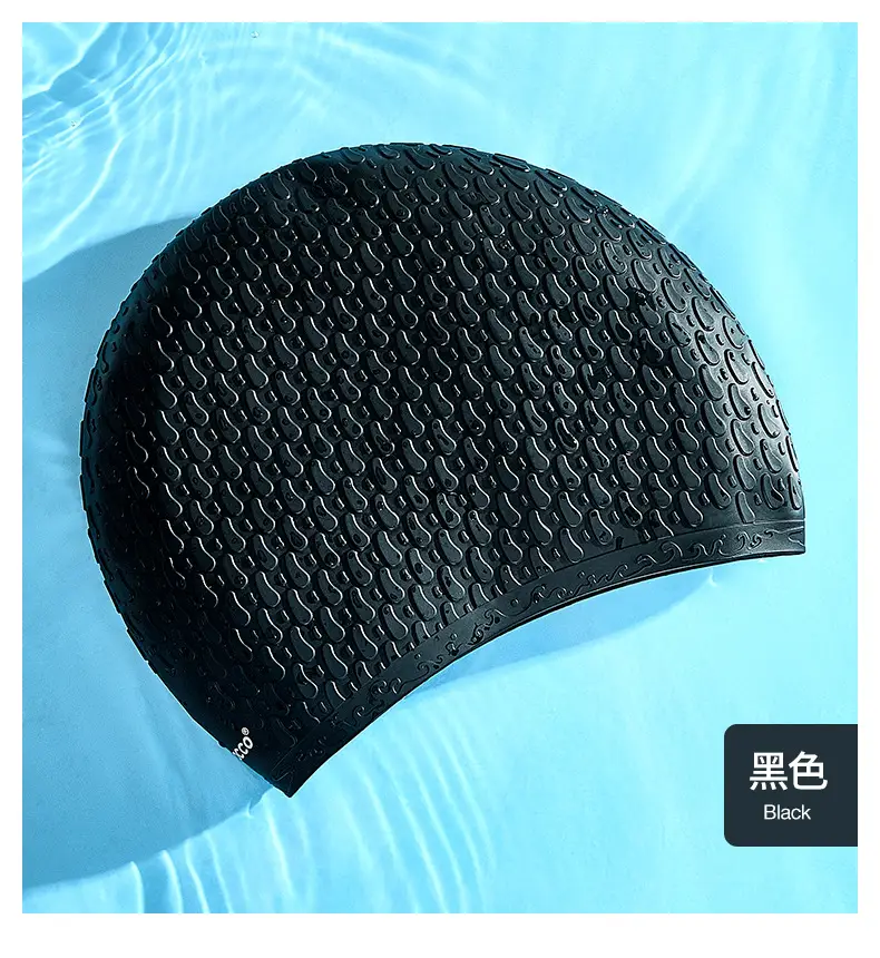 Cross-Border Silicone Swimming Cap for Men and Women, Adult Waterproof Swimming Cap, Enlarged Bubble Swimming Cap, Diving Cap, Ear Protection Water Drop Cap — feature 14