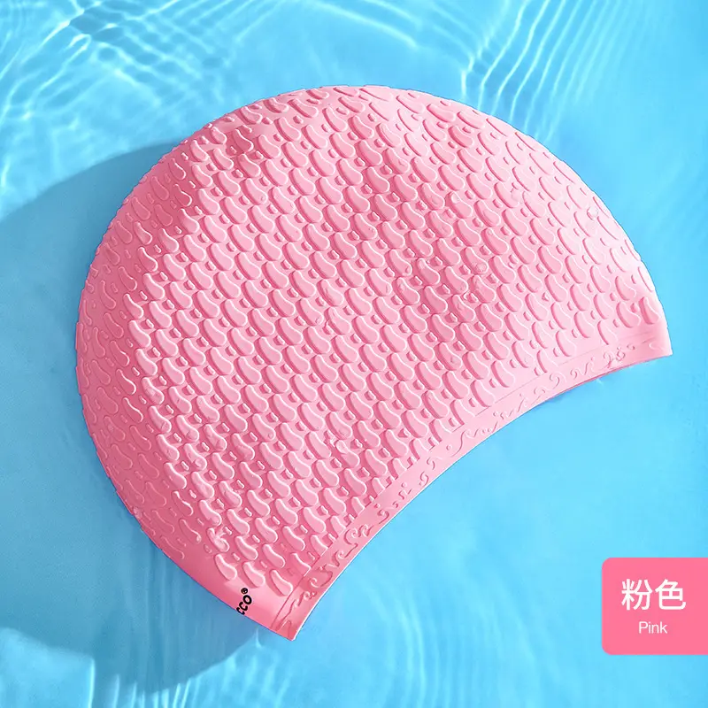 Cross-Border Silicone Swimming Cap for Men and Women, Adult Waterproof Swimming Cap, Enlarged Bubble Swimming Cap, Diving Cap, Ear Protection Water Drop Cap