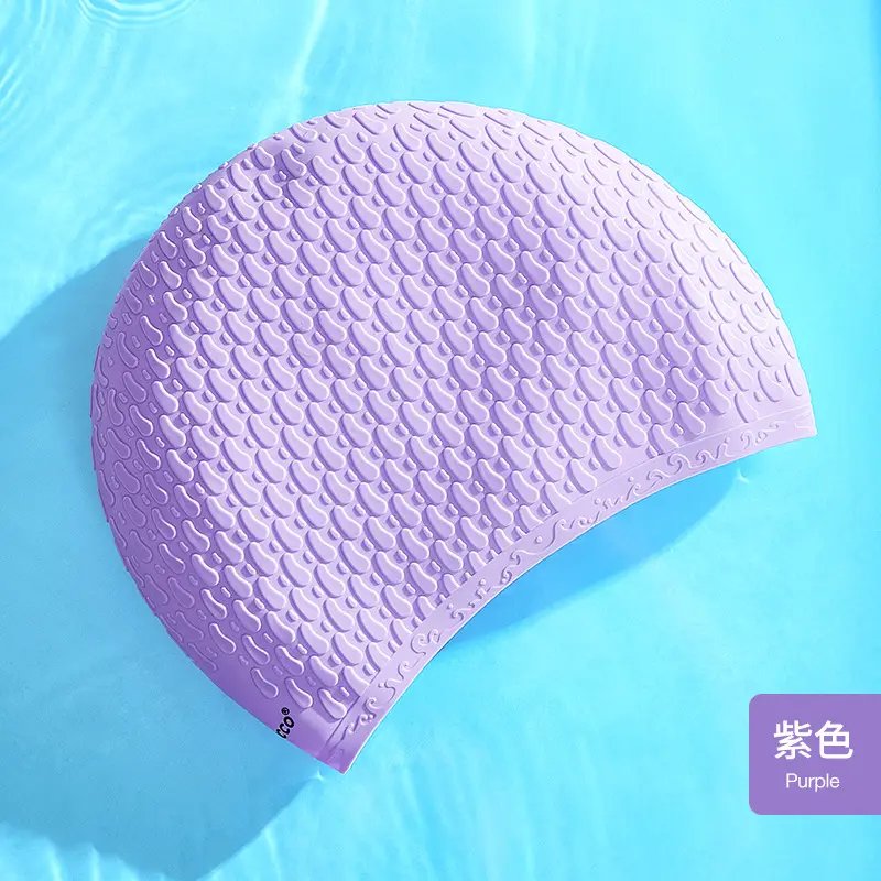 Cross-Border Silicone Swimming Cap for Men and Women, Adult Waterproof Swimming Cap, Enlarged Bubble Swimming Cap, Diving Cap, Ear Protection Water Drop Cap