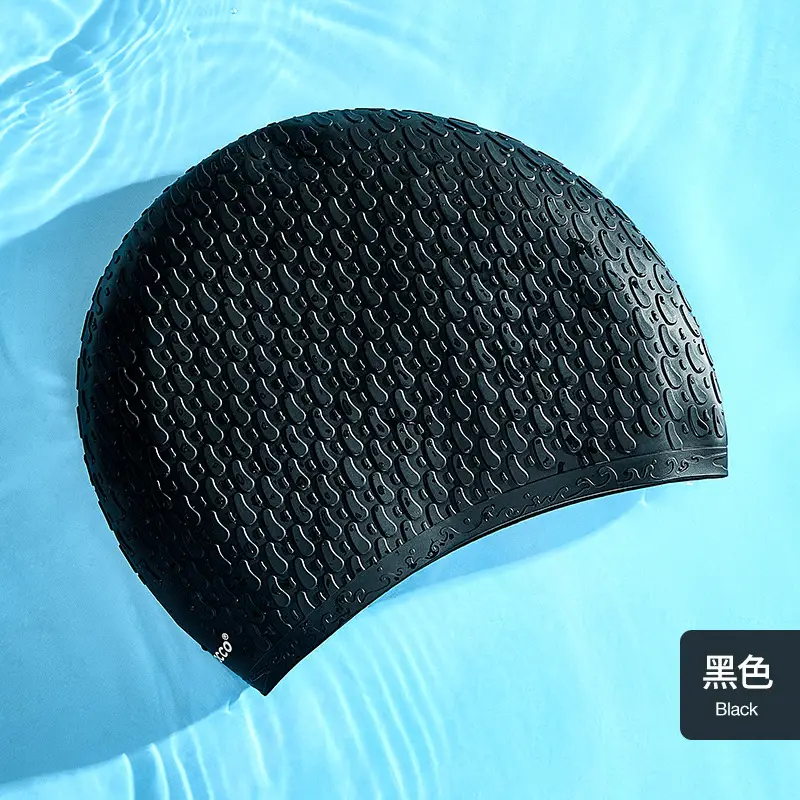 Cross-Border Silicone Swimming Cap for Men and Women, Adult Waterproof Swimming Cap, Enlarged Bubble Swimming Cap, Diving Cap, Ear Protection Water Drop Cap
