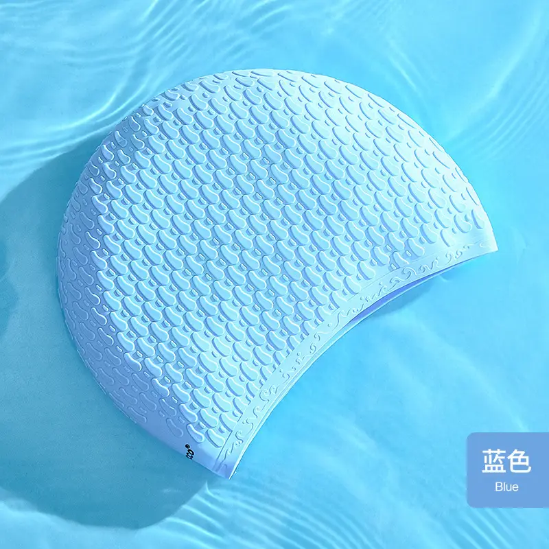 Cross-Border Silicone Swimming Cap for Men and Women, Adult Waterproof Swimming Cap, Enlarged Bubble Swimming Cap, Diving Cap, Ear Protection Water Drop Cap