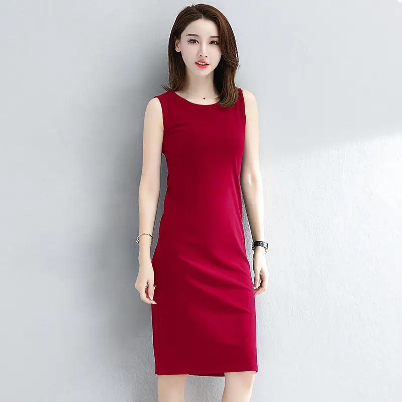 Women's Red Sleeveless Vest Long Skirt Korean Style - Image 7