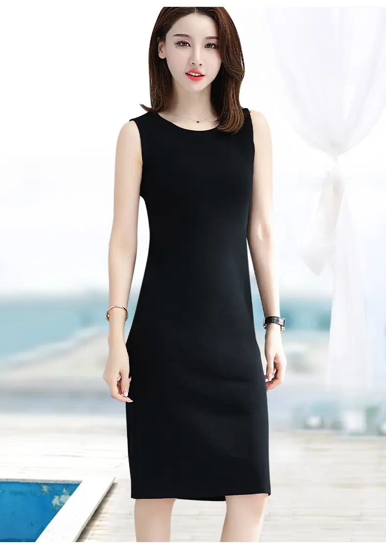 Women's Red Sleeveless Vest Long Skirt Korean Style — feature 10